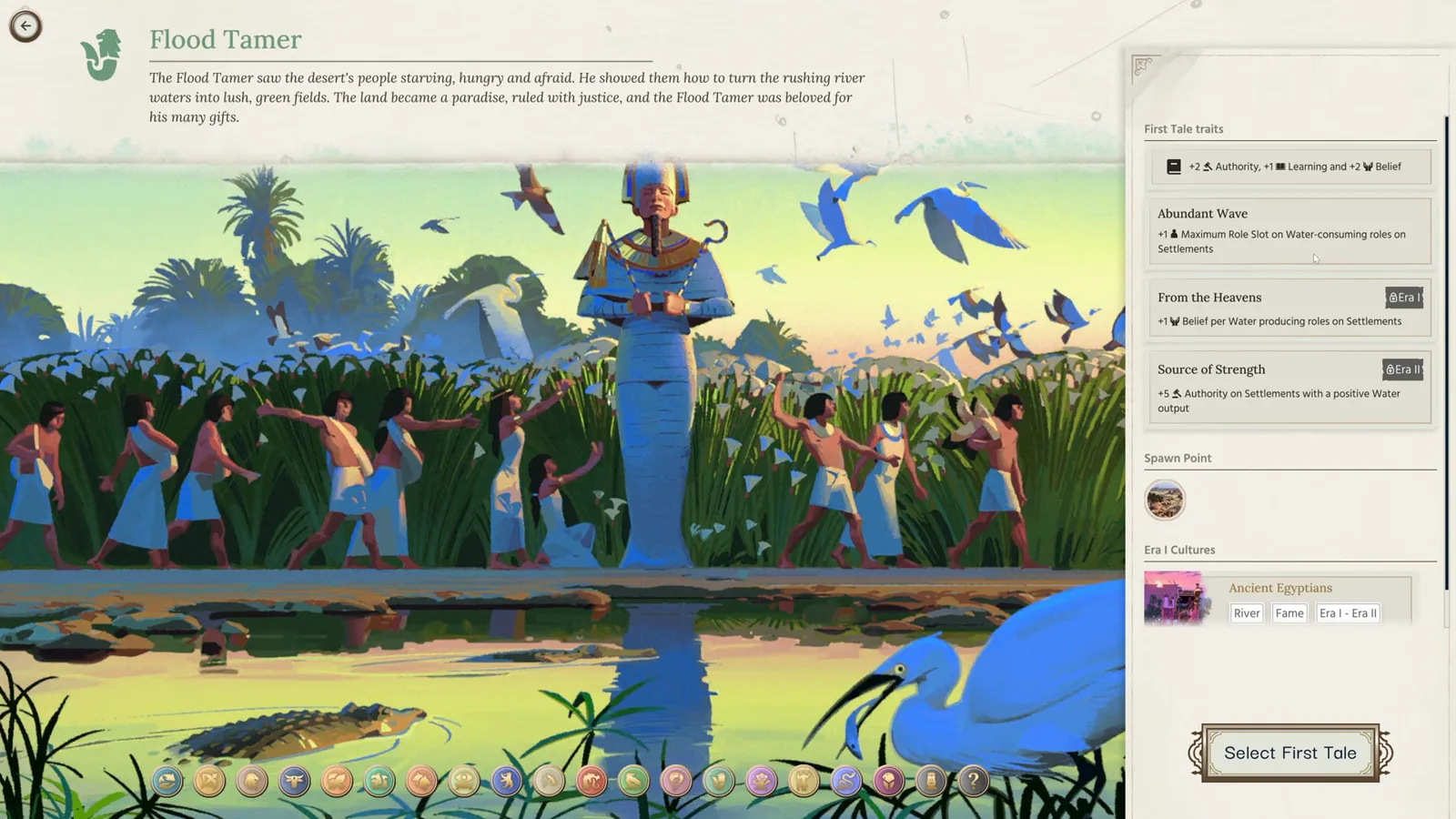 Humankind 2 Flood Tamer First Tale screen along the Nile River for Ancient Egypt