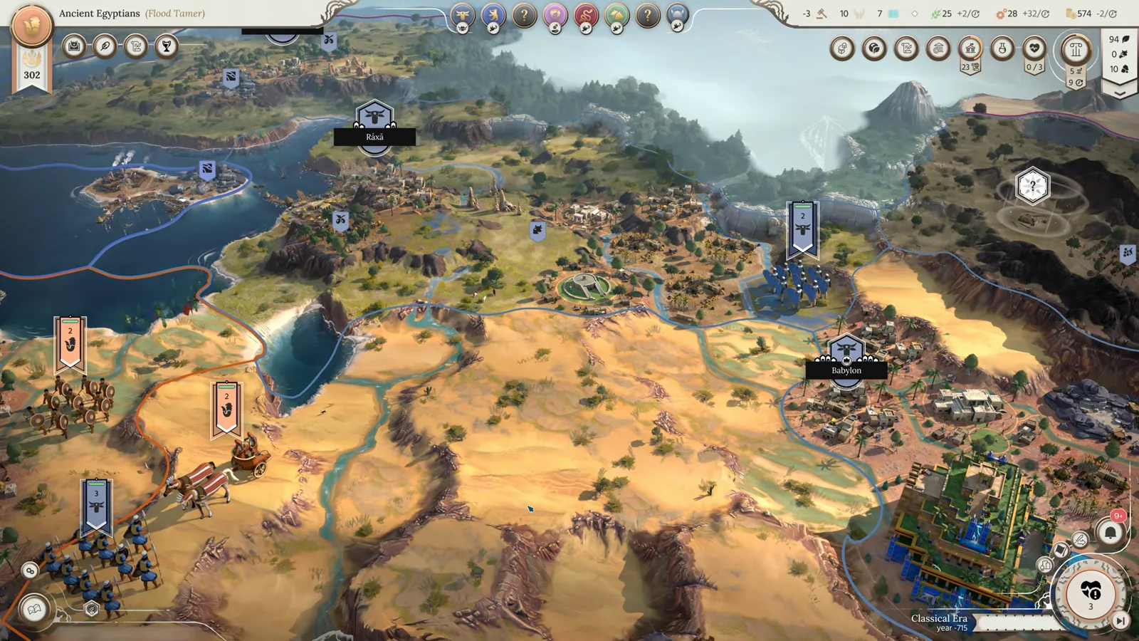 Humankind 2 alpine valley hex terrain and mountain settlement panorama