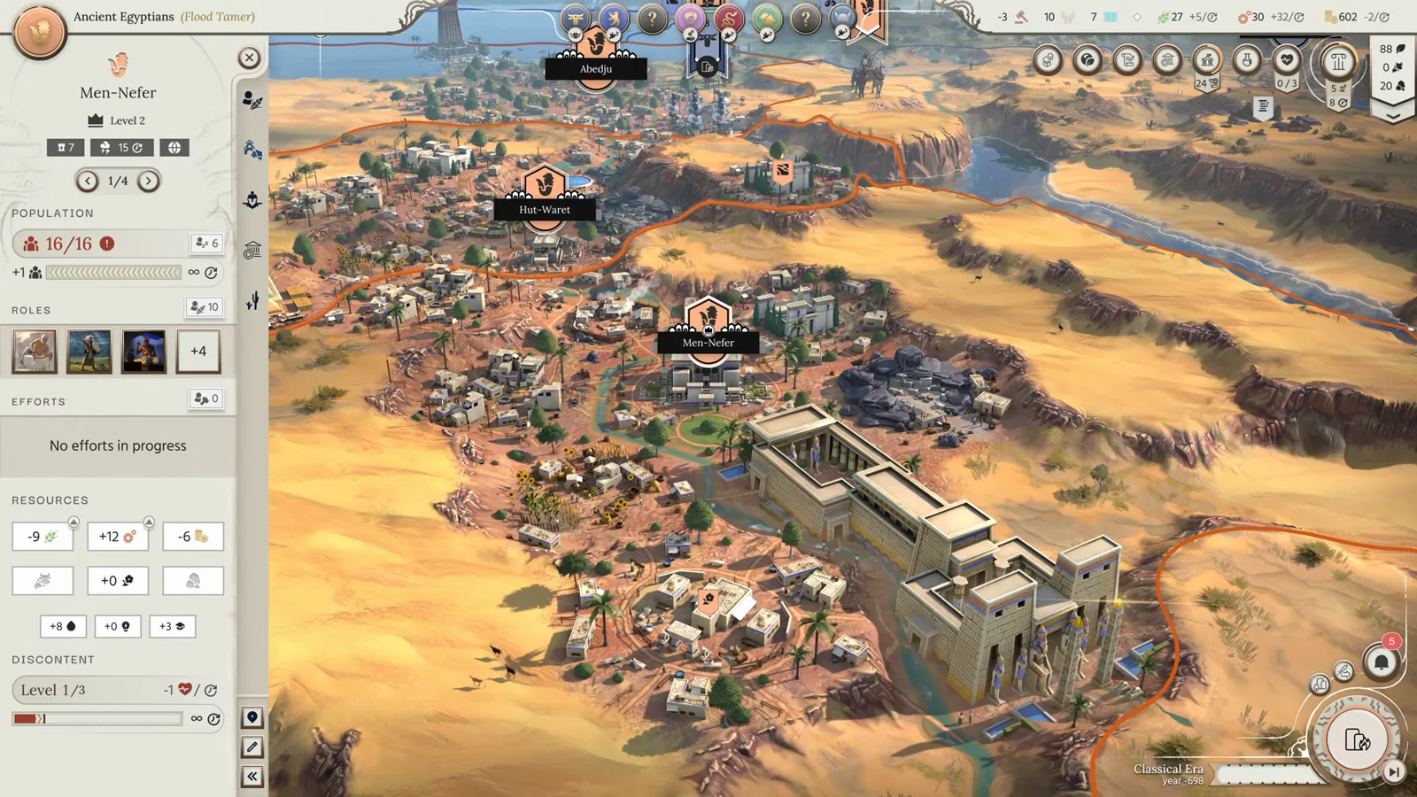 Humankind 2 coastal border garrisons and resource nodes where neighboring Classical empires meet on the map